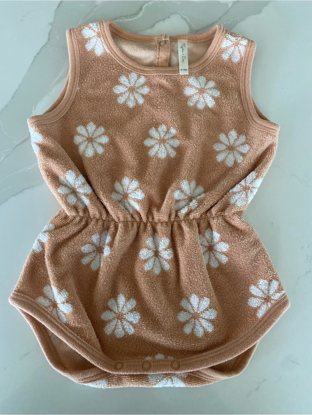 Rylee + Cru Terry Cinch Playsuit coverup in Daisy One-Piece romper 6-12M